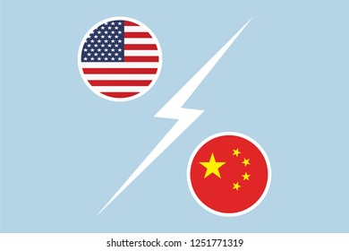 Flags of USA and China, Vector