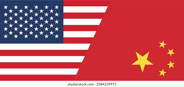 Flags of USA and China, Vector illustration