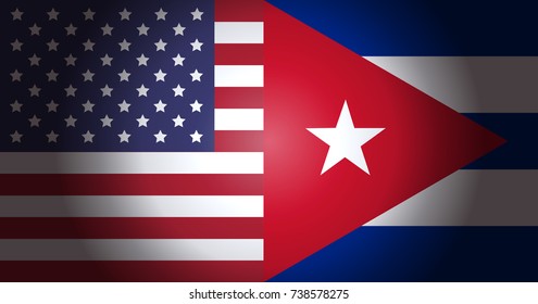 Flags of USA and Cuba