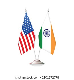 Flaggen der USA und Indiens. Vektorgrafik