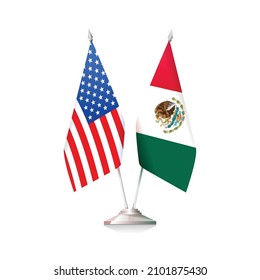 Banderas de Estados Unidos y México. Ilustración del vector