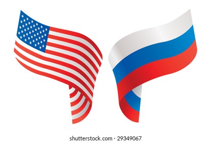 Flags USA And Russia