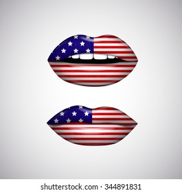 Flags of the USA in sensuality lips