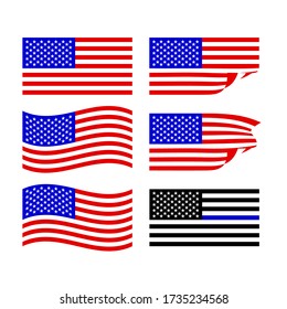 Flags of the usa vector. Police thin blue line.