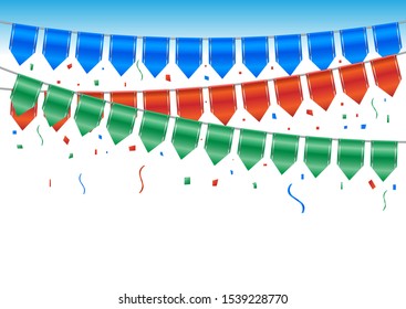 Flags of various colors for celebration.
Can write characters in blank space.