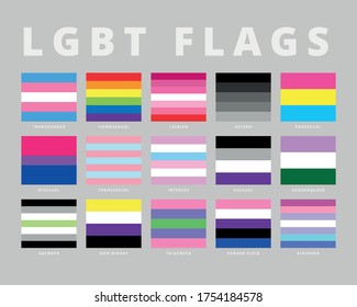 Flags of various LGBT communities. Pride. Signs and symbols. Set