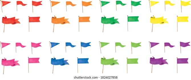Flags of various shapes: Handwritten illustration material