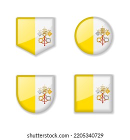 Flags of Vatican - glossy collection. Set of vector illustrations