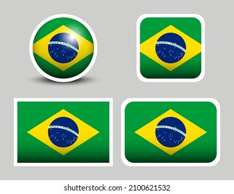 Vector de banderas de Brasil. Conjunto de ilustraciones vectoriales de Brasil. Bandera de Brasil.