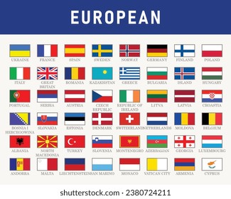 Flags vector of the European