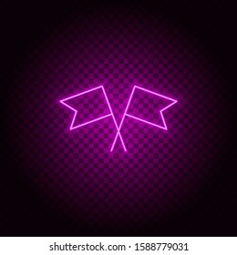 Flags vector icon. Element of simple icon for websites, web design, mobile app, info graphics. Pink color. Neon vector on dark background