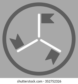Flags vector icon. Style is bicolor flat circled symbol, dark gray and white colors, rounded angles, silver background.