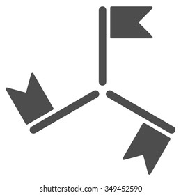 Flags vector icon. Style is flat symbol, gray color, rounded angles, white background.