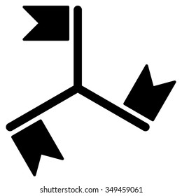 Flags vector icon. Style is flat symbol, black color, rounded angles, white background.