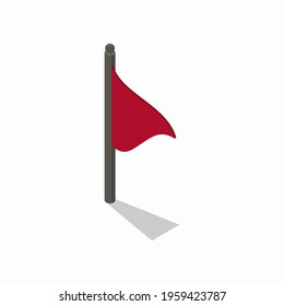 Flags Vector. Premium Quality, 3d Isometric Color Icon New Flat Style. Creative Illustration, Idea For Infographics. Red Map Flag Icon Isometric Style. Flat Style