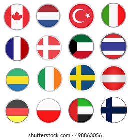 Flags vector of the world. Buttons.