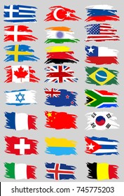  flags vector of the world. Flags in flat style.