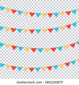 Flags vector for your party, birthday design, transparent background 