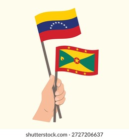 Flags of Venezuela and Grenada, Hand Holding flags