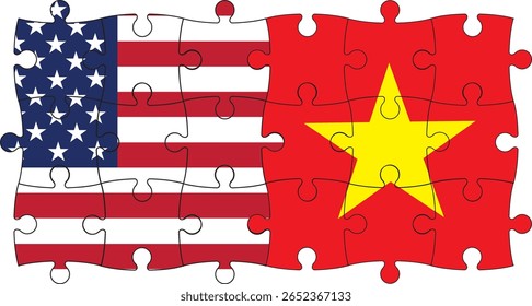 The flags of Vietnam and the United States interlock like puzzle pieces—symbolizing unity, cooperation, and a shared vision built on respect, partnership, and mutual understanding.