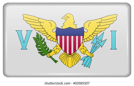 Flags of VirginIslandsUS in the form of a magnet on refrigerator with reflections light. Vector illustration