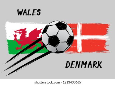 Flags of Wales and Denmark -  Grunge