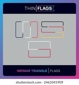 The flags of Weimar Triangle, France, Germany, Poland. Download Editable Thin Icons. Country, World and International Flag Icons Set. 