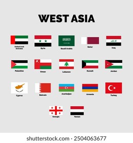 Flags of West Asian countries, Vector Illustration. MIDDLE EAST FLAG
