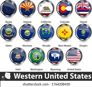 Flags of Western United States. Vector image