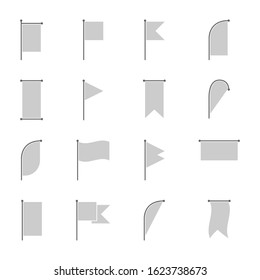 Flags. White flags icons, isolated on white background. Flag white vector icon. Mockups empty flags. Flag in modern simple style. Vector illustration.