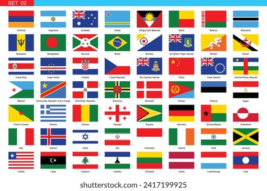 Banderas del mundo. 02 Banderas Nacionales de Países Mundiales. En orden alfabético