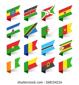 Flags of the World, Africa, set 3 vector illustration