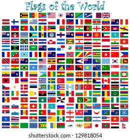 flags of the world against white background, abstract vector art illustration