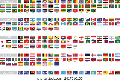 Flags of the world. Big collection set of World Countries National Flags. In alphabetical order