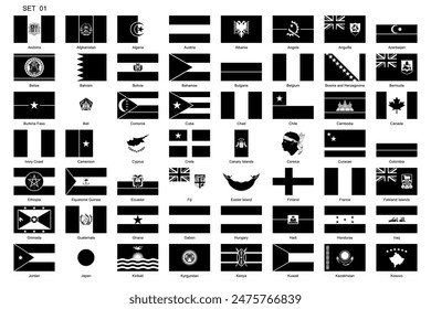 Banderas del mundo. Gran conjunto de colección de Banderas Nacionales de Países del Mundo. En orden alfabético
