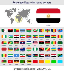 Flags of the world collection, round corner rectangles, Africa. Part 6/6