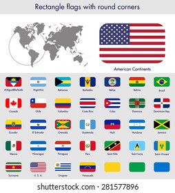 Flags of the world collection, round corner rectangles, AMERICA. Part 1/6