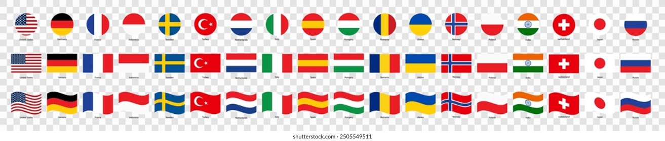 Flags of the world. Collection of flags. World flags. Vector icons