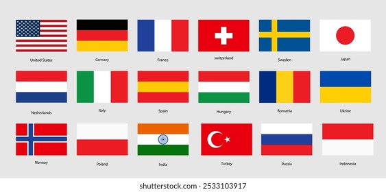 Flags of the world. Collection of flags. World flags. Vector icons