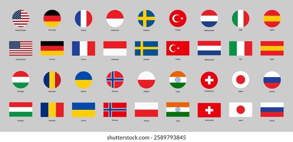 Flags of the world. Collection of flags. World flags. Vector icons