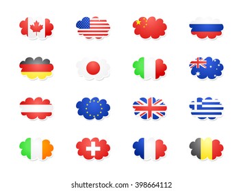 Flags of the world countries - clouds