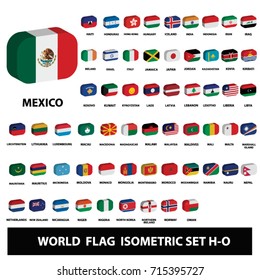 Flags of world countries Isometric Set P-Z