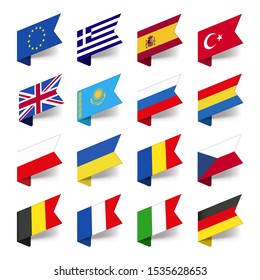 Flags of the world, Europe on a white background
