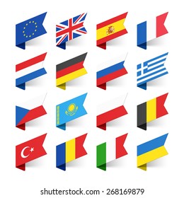 Flags Of The World, Europe, Set 1 Vector Illustration