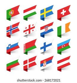 Flags of the World, Europe, set 2 vector illustration 