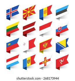 Flags of the World, Europe, set 3 vector illustration 