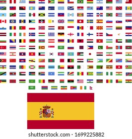 flags of the world. world flag vector illustration. rectangle design. square design. sample image spain