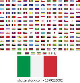 flags of the world. world flag vector illustration. rectangle design. square design. sample image italy