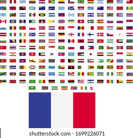 flags of the world. world flag vector illustration. rectangle design. square design. sample image france