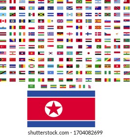 flags of the world. world flag vector illustration. rectangle design. square design. sample image North Korea